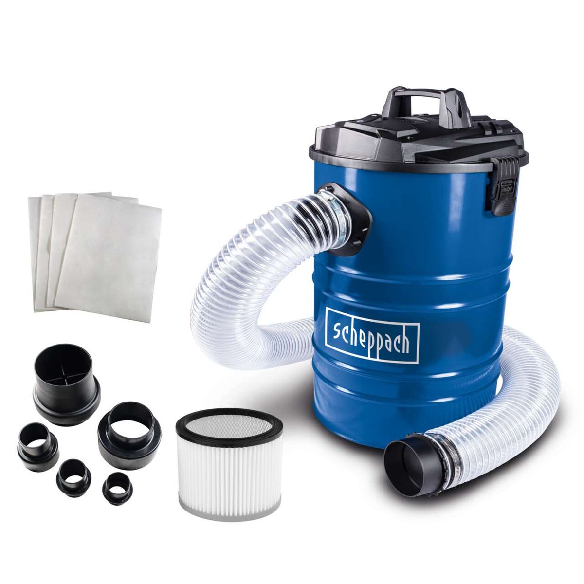 Absauganlage DC100 Scheppach - inkl. 6-tlg. Adapterset | 65 Liter | Metallbehälter | 100mm Anschluss
