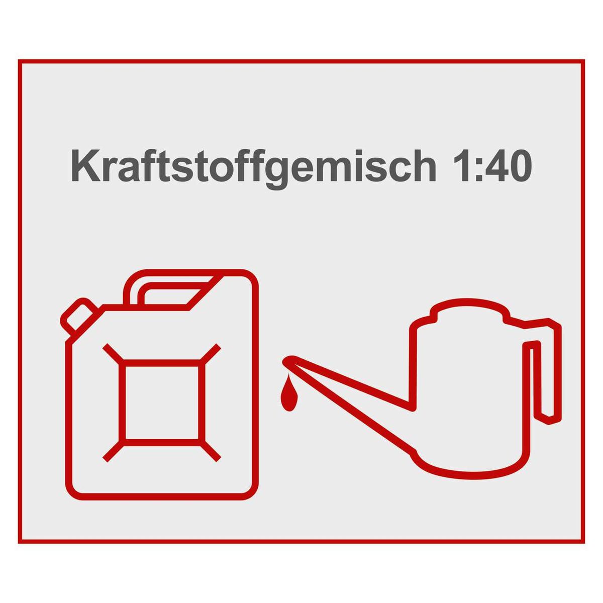 Kraftstoffgemisch 1:40 für den Freischneider BCH5200PB von Scheppach. Einfüllstutzen und Tank dargestellt.