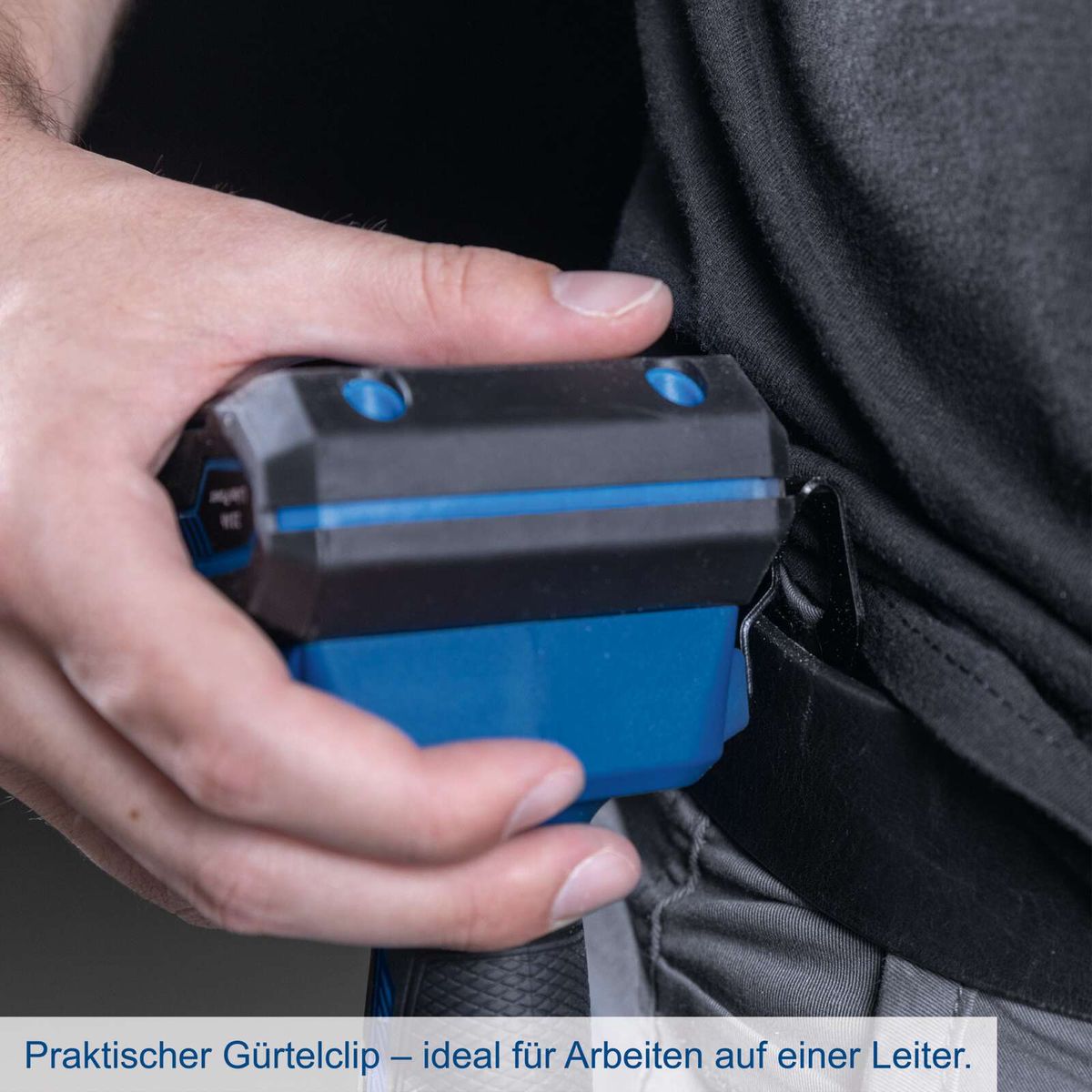 Gürtelclip für praktische Nutzung, ideal für Arbeiten auf Leiter