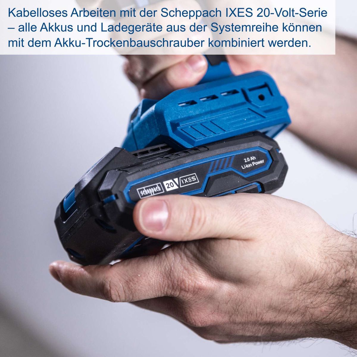 Scheppach Akku-Trockenbauschrauber mit 20-Volt-System und 2Ah-Akku für kabellose Arbeit