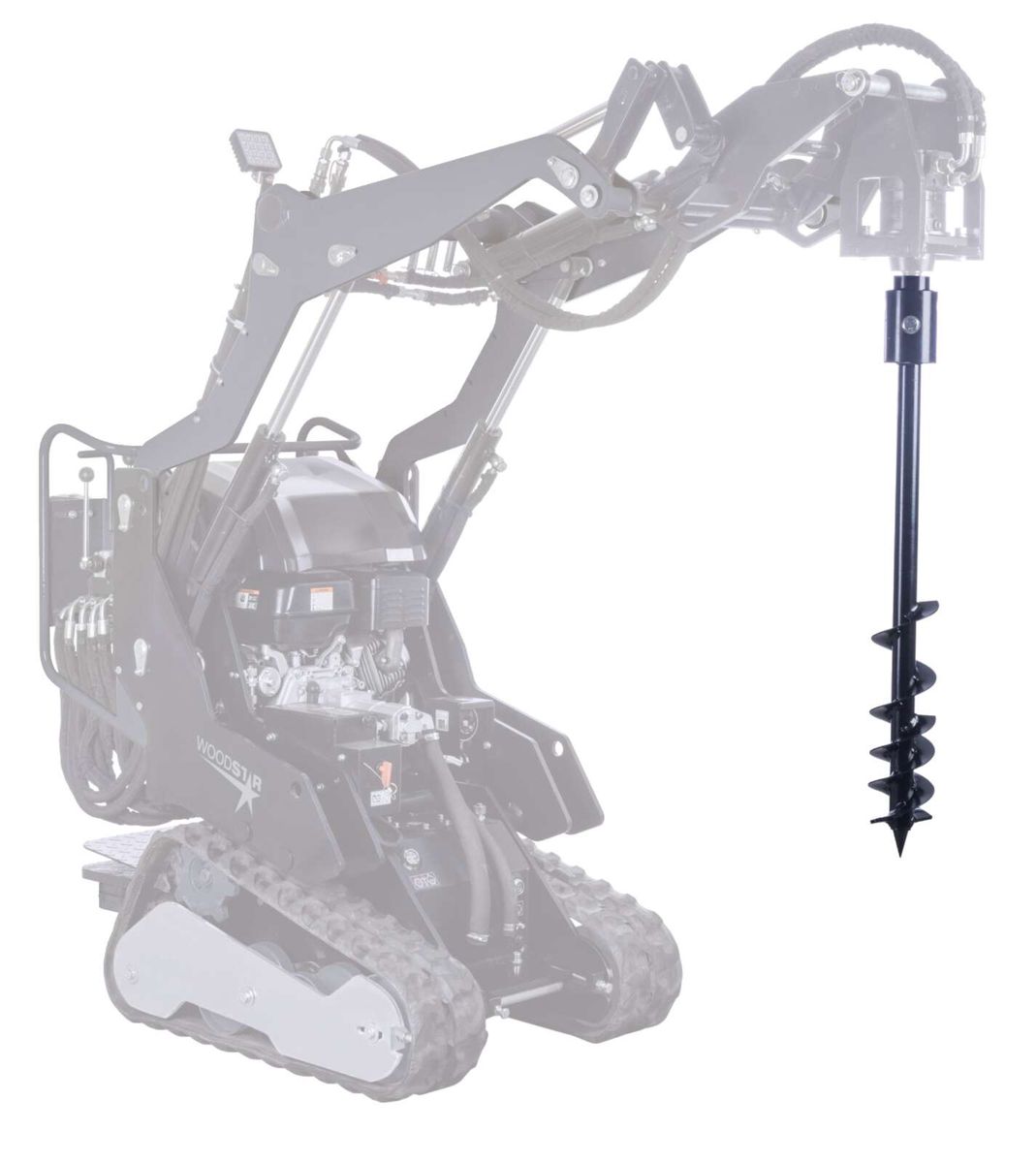 Scheppach-Erdbohrer mit 100-mm-Durchmesser, montiert auf Arbeitsgerät