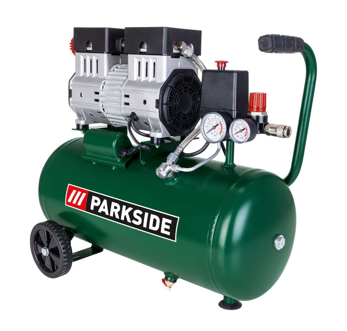 Kompressor PSKO 248 A1 Parkside, Ansicht von der Seite.