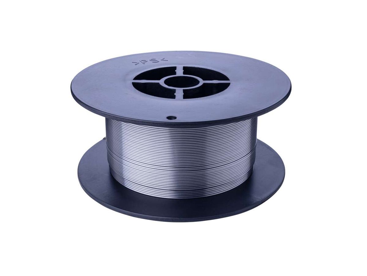 Fülldraht 0,8 mm von Scheppach, auf einer Spule von vorne gezeigt.