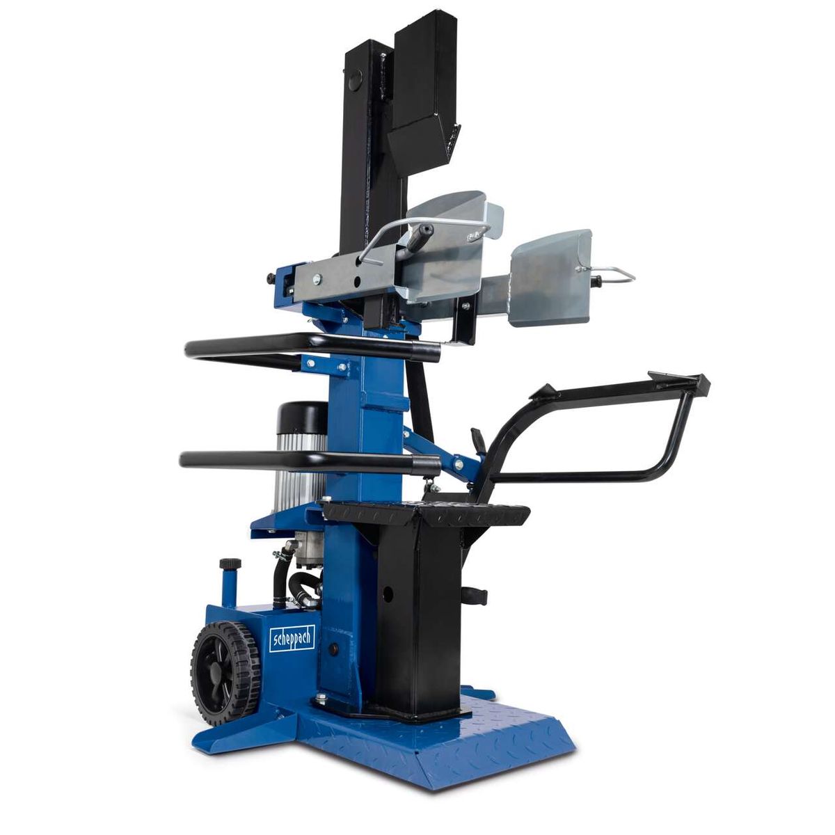 Holzspalter mit hydraulischem System und ergonomischer Bedienung, kompakte Standversion für präzise Spaltung.