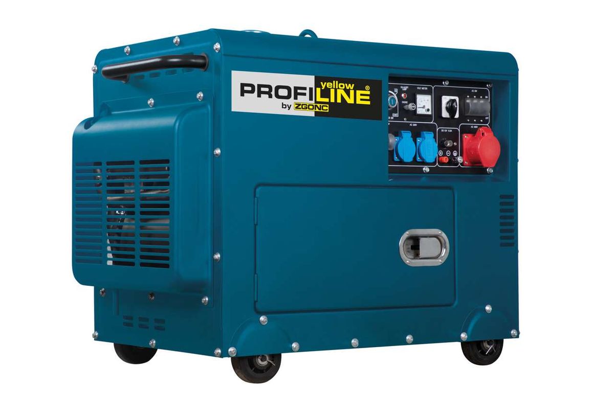 Stromgenerator YPL 6000-D Zgonc Yellow Profi Line von hinten gezeigt.