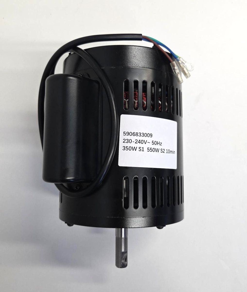 Elektromotor mit technischen Daten auf der Etikette, 230-240V, 50Hz, 350W und 550W