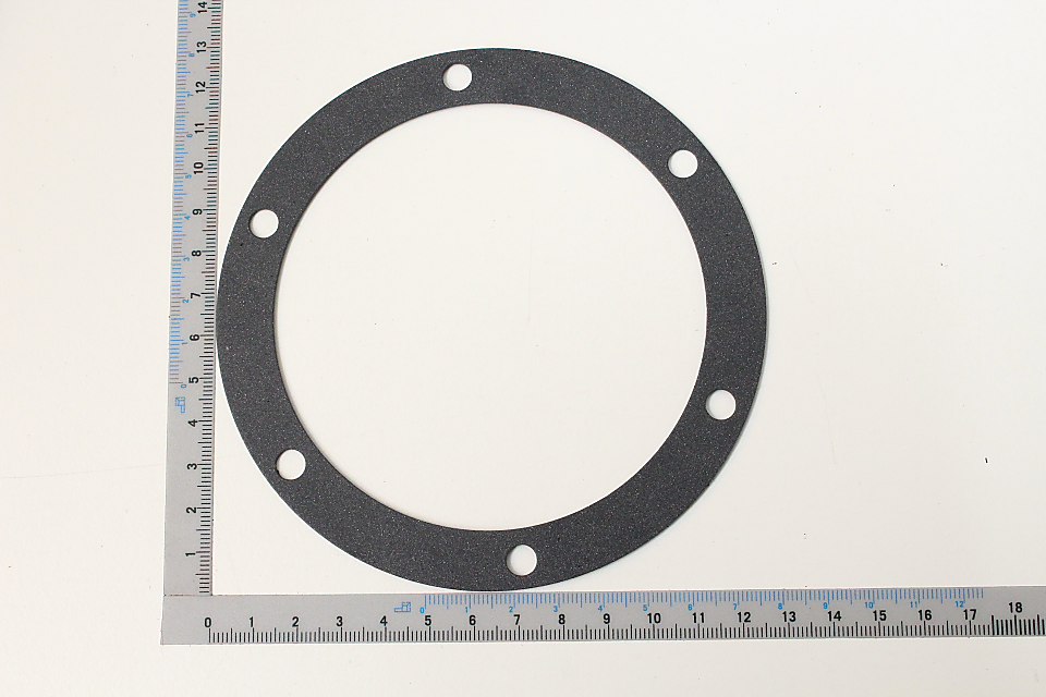 Dichtung pc 13, rund mit vier Löchern, Durchmesser ca. 13 cm, Ansicht von oben.