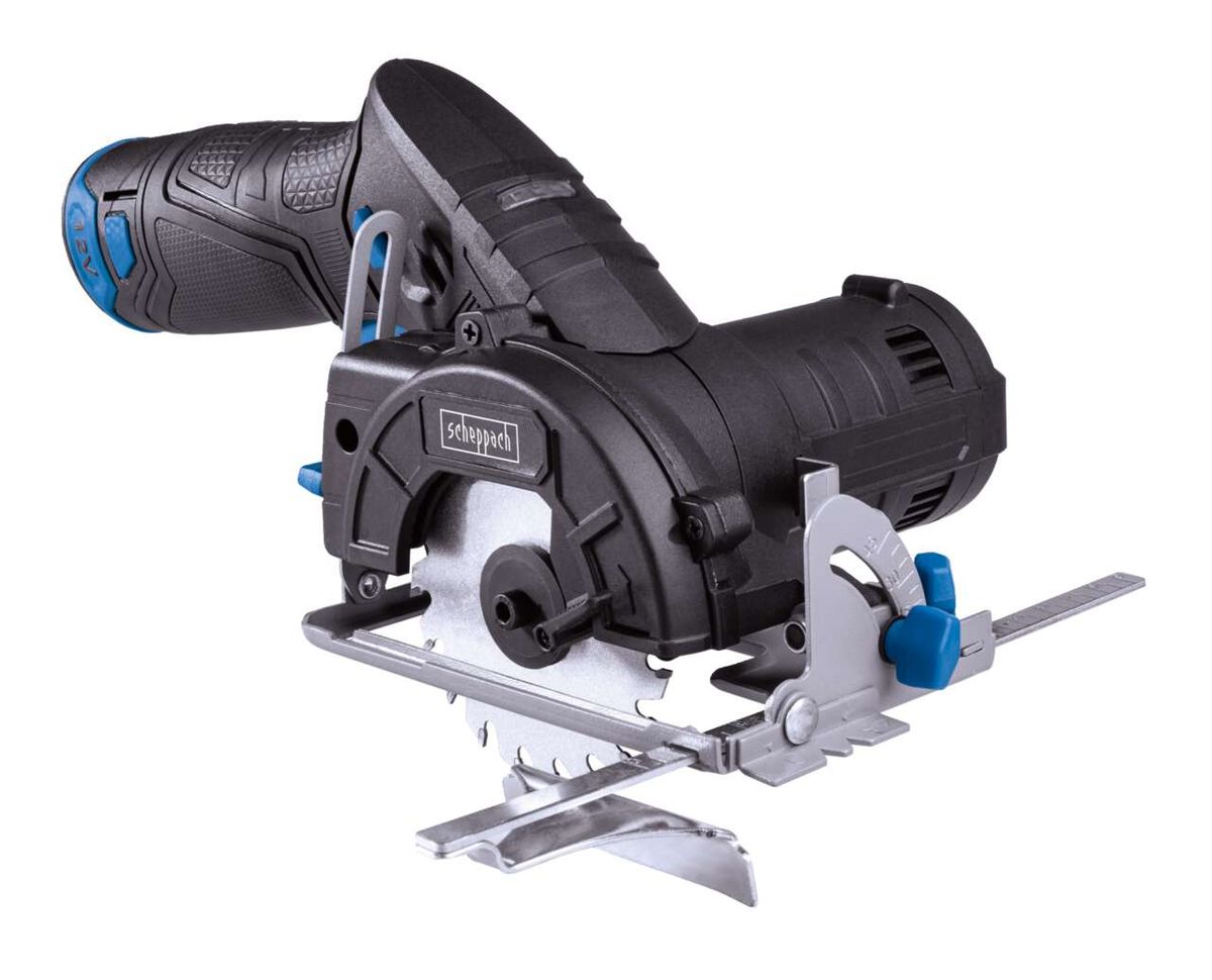 Akku-Handkreissäge C-HCS85-12 scheppach (DIY) von vorne, links und oben.