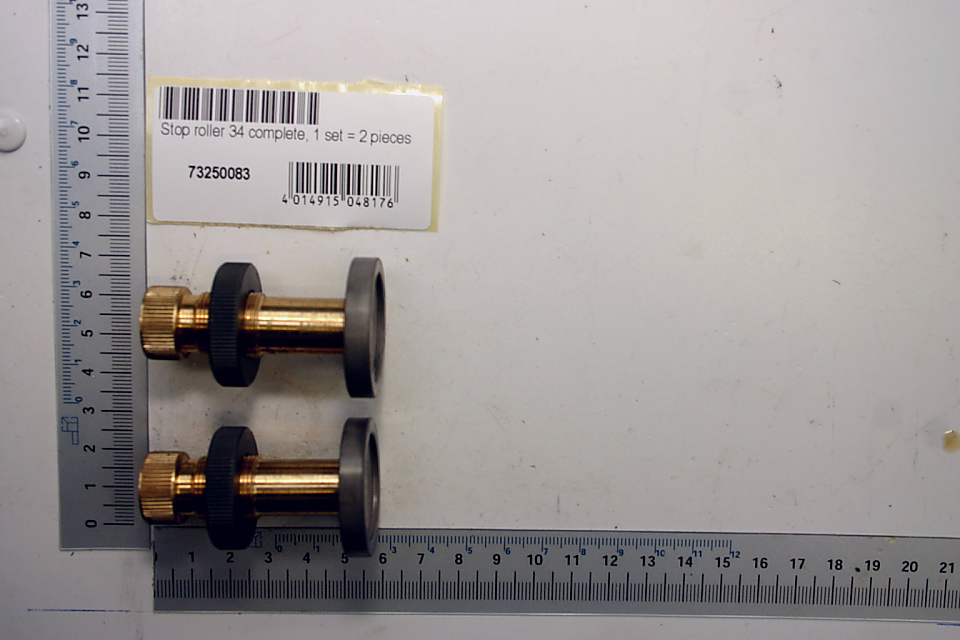 Anlaufrolle kpl. (Satz = 2 Stück), Artikelnummer 73250083, von vorne fotografiert.