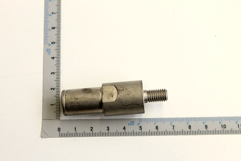 Lagerbolzen mit Gewinde, von der Seite betrachtet.