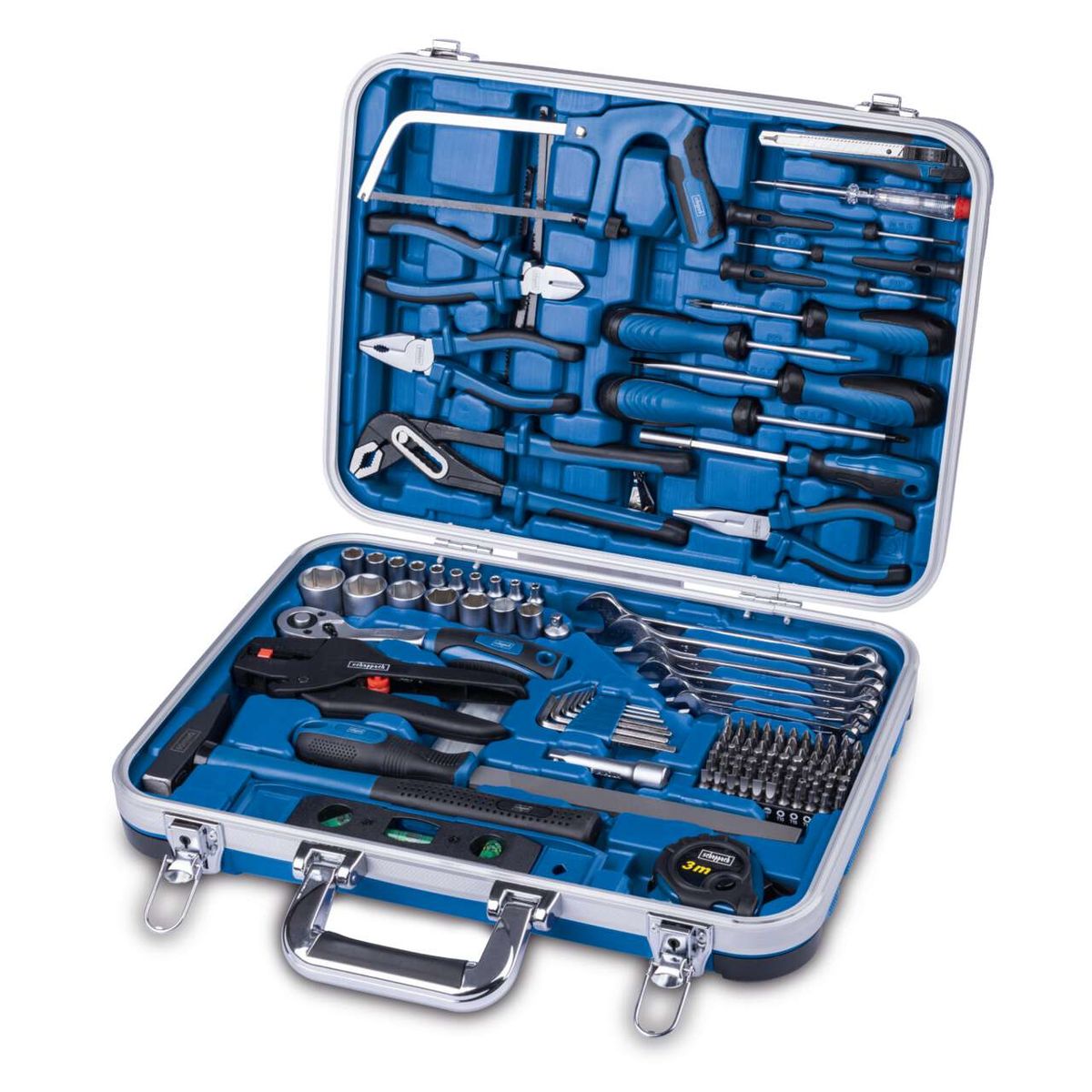 Werkzeugkoffer TB173 von Scheppach mit umfassendem Sortiment an Handwerkzeugen, inkl. Abisolierzange und Schraubendreher-Sets