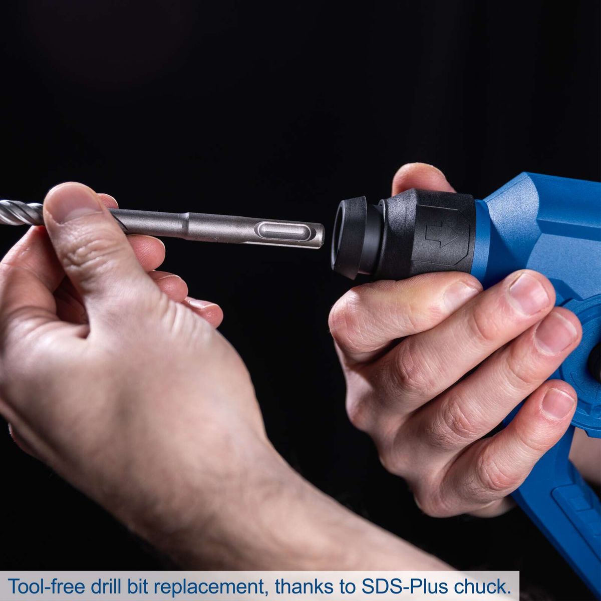 The cordless hammer drill C-RHD130-X by Scheppach features tool-free drill bit replacement thanks to SDS-Plus chuck. Impact energy 1.3J and impact rate up to 6000bpm. Equipped with LED light.