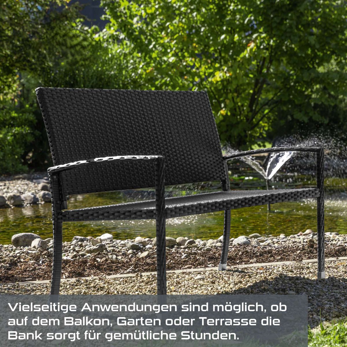 Moderne Outdoor-Bank für Balkon, Garten oder Terrasse mit gemütlichem Sitzkomfort