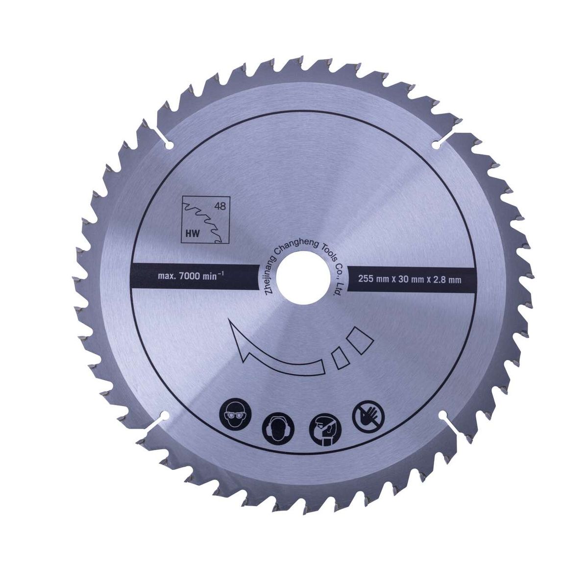 HW Kreissägeblatt Ø 255 x 30 mm / Z 48 von Zhejiang Changheng Tools Co. Ltd. Vorderansicht.