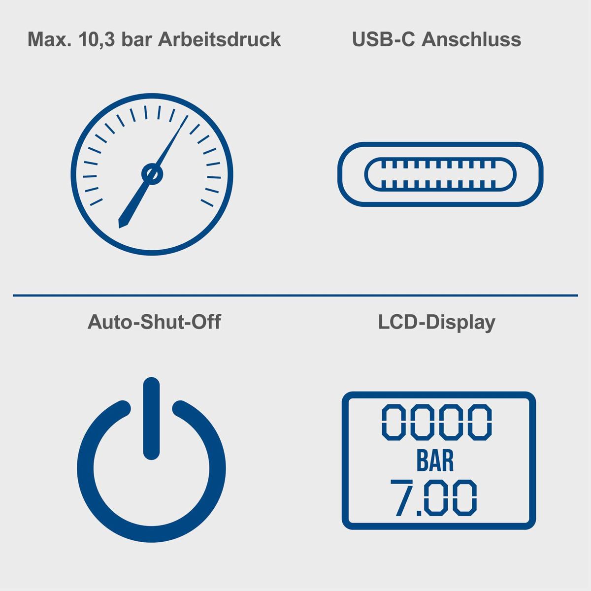 Der Akku-Handkompressor CAP150-4V von Scheppach hat einen maximalen Arbeitsdruck von 10,3 bar, einen USB-C-Anschluss, eine automatische Abschaltung und ein LCD-Display.