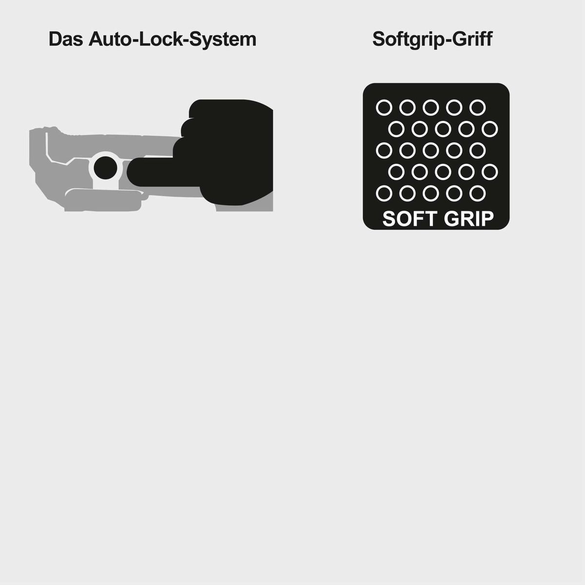 Auto-Lock-System und Softgrip-Griff für Schleifbürstenhalterung