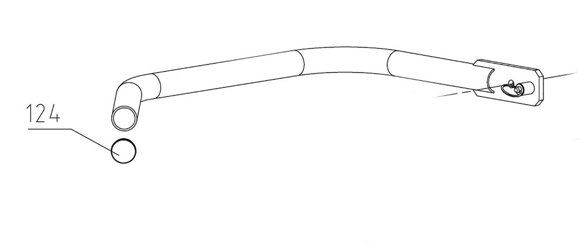 PVC-Stopfen von Scheppach, Ansicht von der Seite mit Maßen 124 mm.