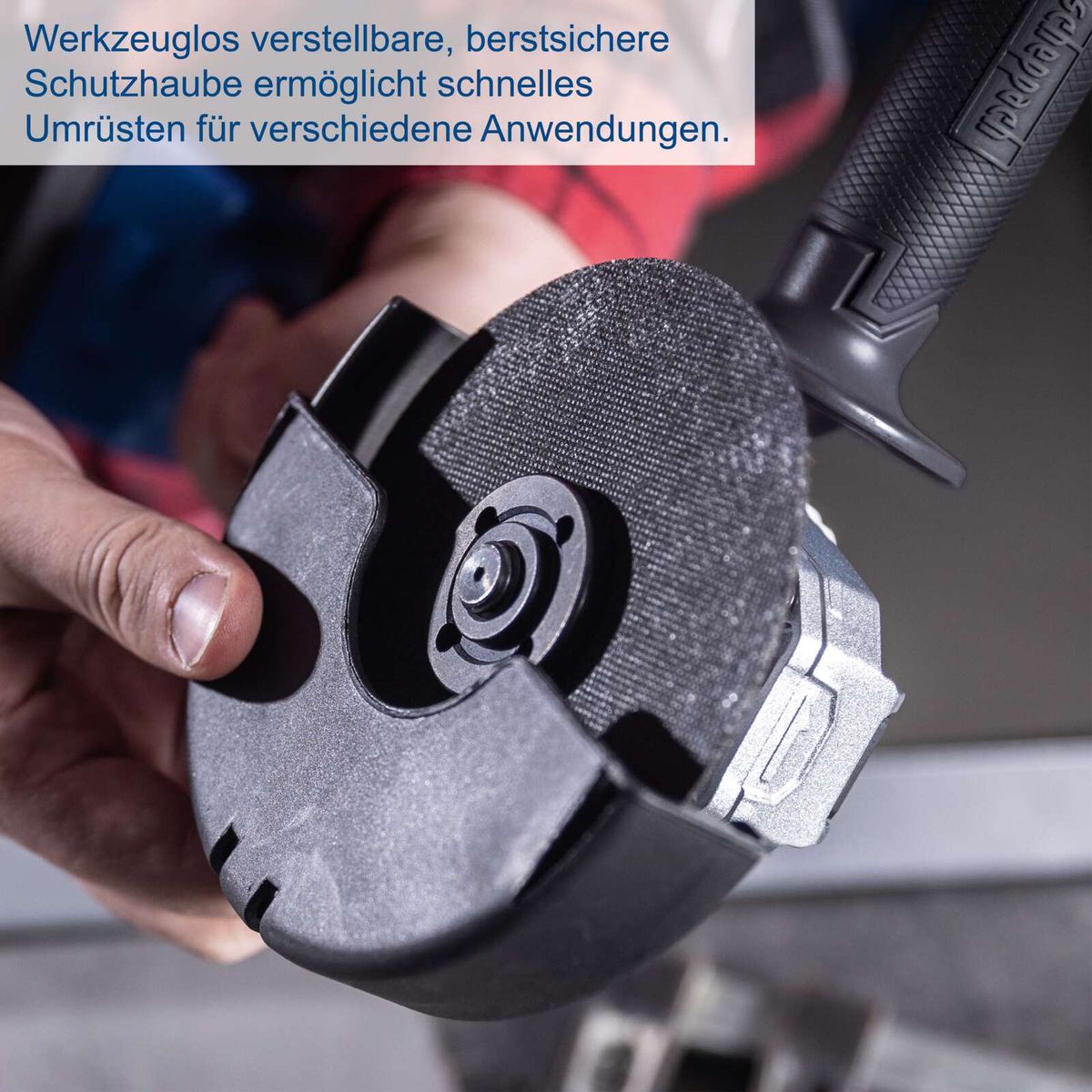 Akku-Winkelschleifer mit austauschbarem Schutzhaube-Design für schnelle Wechsel und bessere Sicherheit
