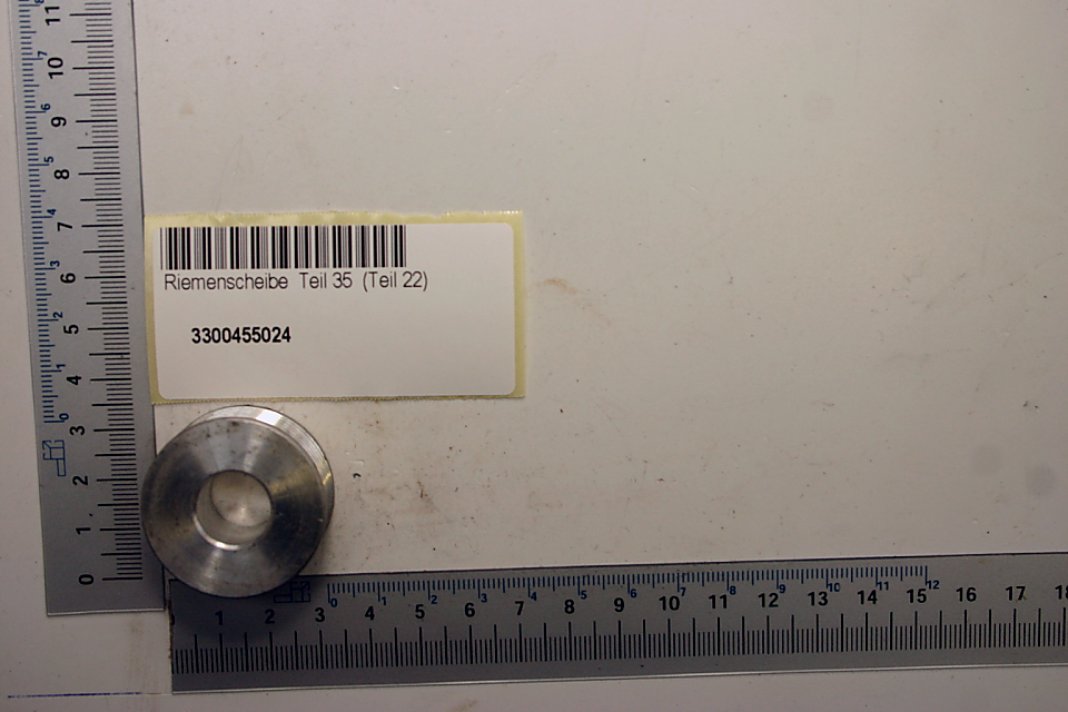 Scheppach-Riemenscheibe (Teil 35) mit Beschriftung und Nummerierung