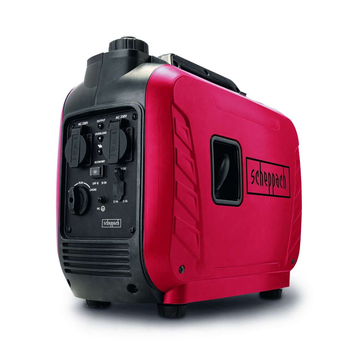 Inverter Stromerzeuger ISE2500 Scheppach mit 2x 230V Steckdose und 2x USB Typ A (schnell ladend).