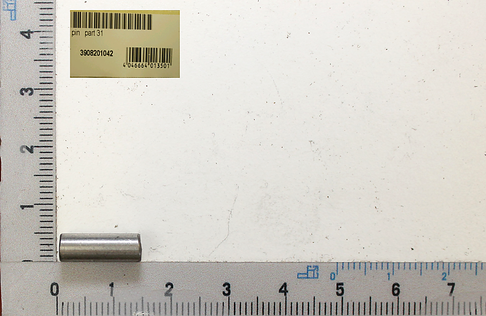 Scheppach-Goujon (Pin) mit Beschriftung und Barcode, Teil 31
