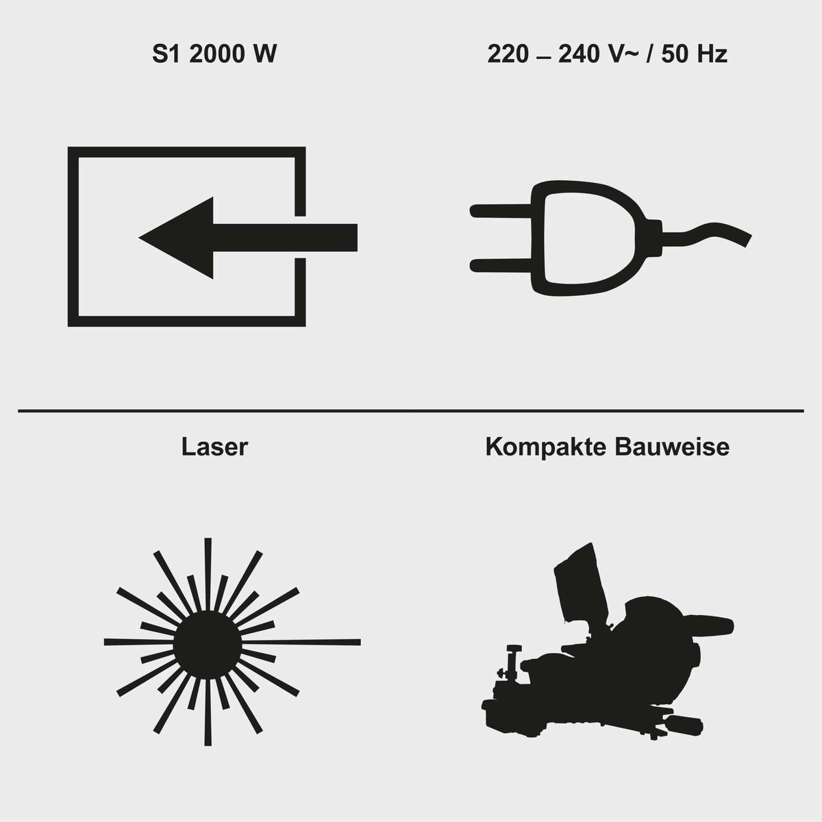 Scheppach S1 2000 W mit 220-240 V~ / 50 Hz. Laserführung und kompakte Bauweise für präzises Arbeiten.