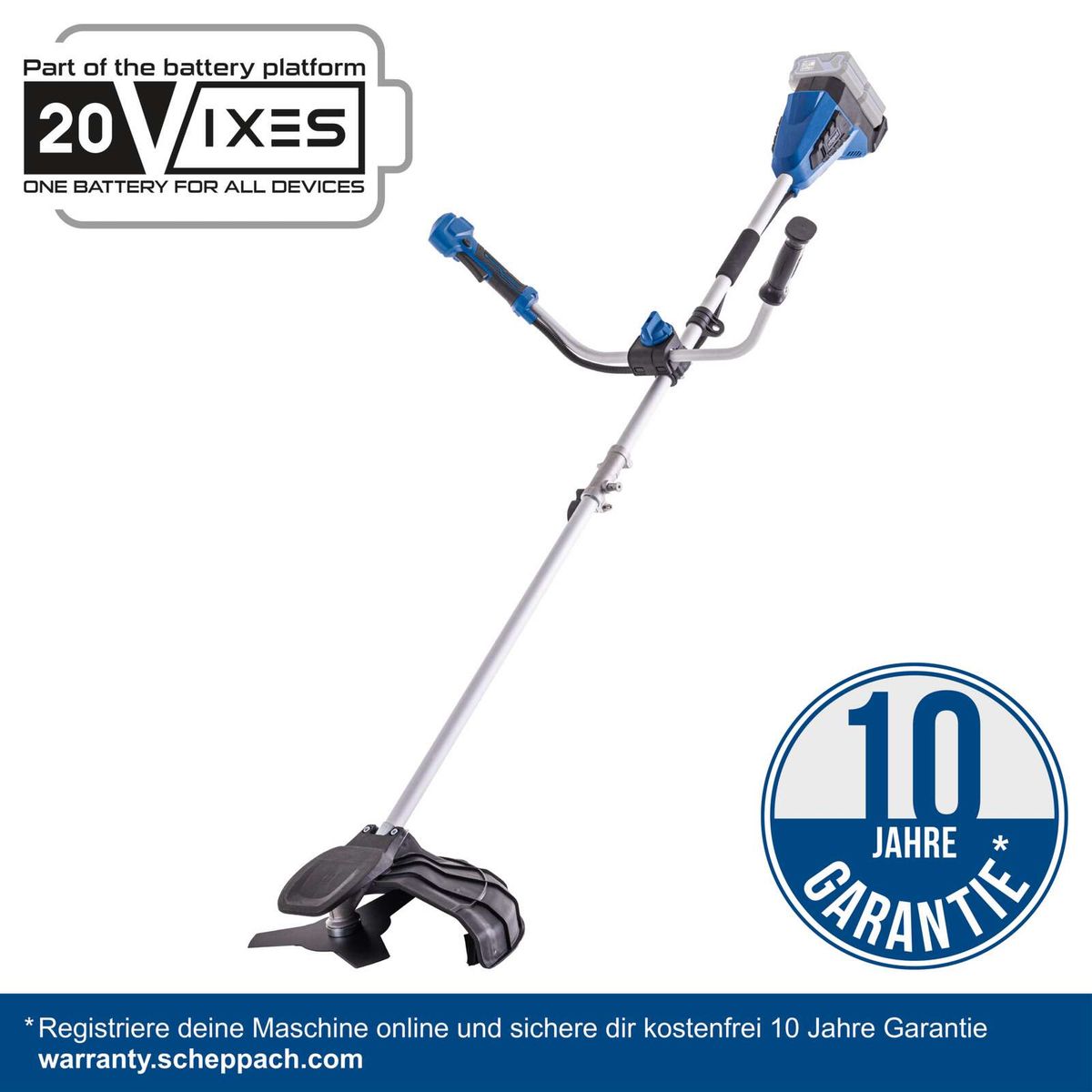 Scheppach Akku-Freischneider mit 10-jähriger Garantie, inkl. Online-Registrierung für kostenlose Garantie