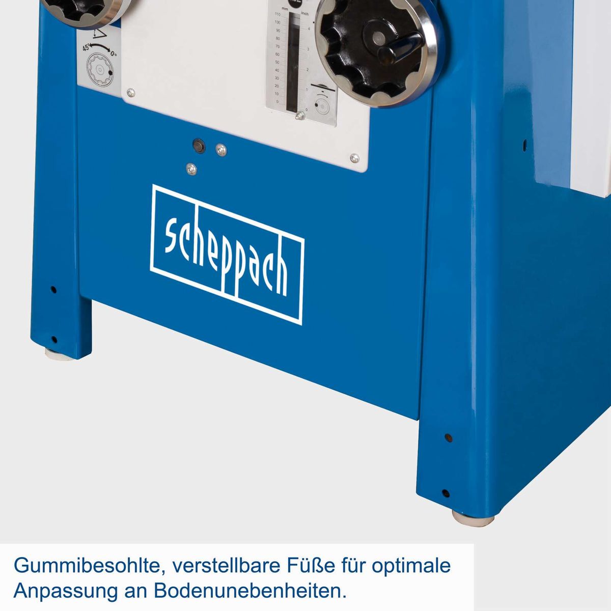 Verstellbare Füße mit Gummisohlen für optimale Anpassung an Bodenunebenheiten