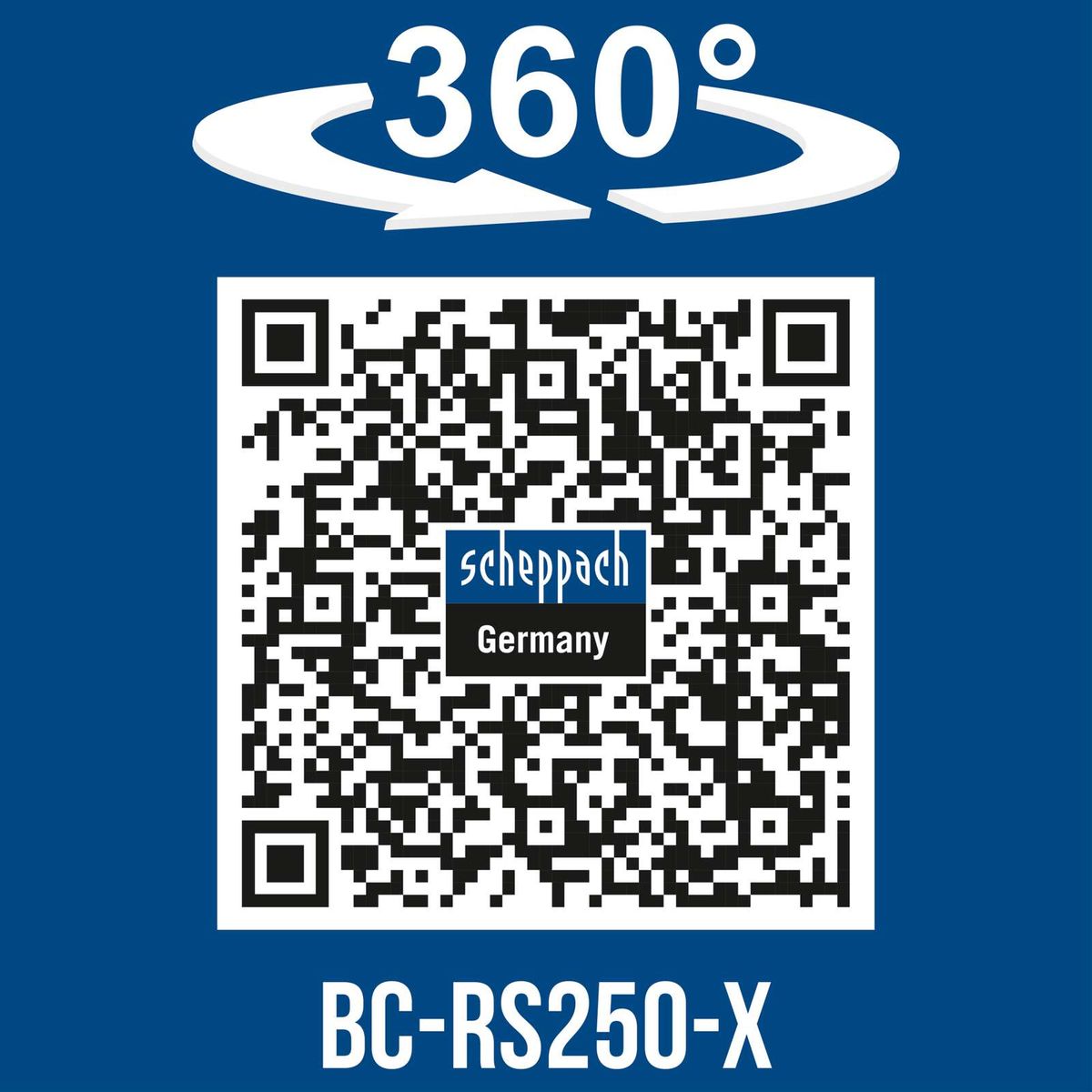 Scheppach Akku-Säbelsäge BC-RS250-X mit 360°-Drehfunktion und QR-Code für Deutschland