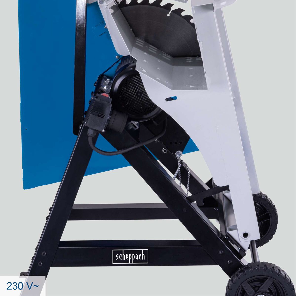 Scheppach-Wippkreissäge mit Wippenverlängerung und Motoranschluss für 230V