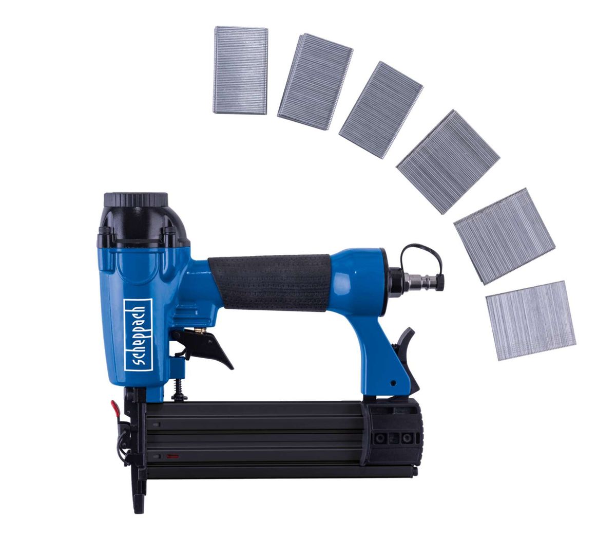 Scheppach-Klammer- und Nagelpistole mit austauschbaren Kammern für Nagel- und Klammerwerkzeuge