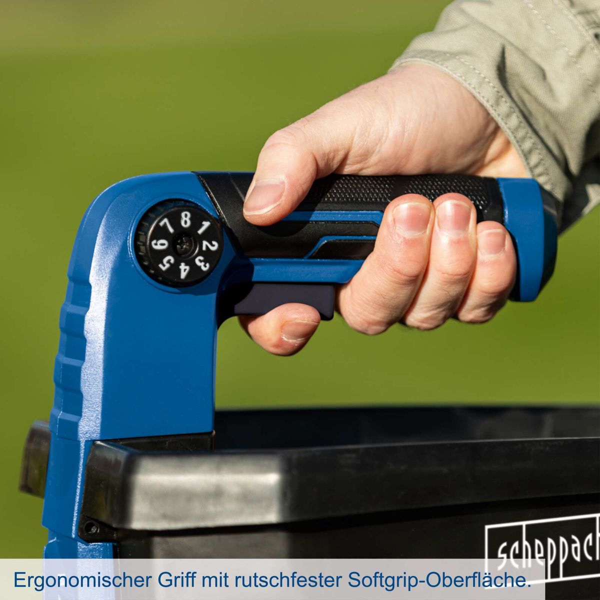 Ergonomischer Griff mit rutschfester Softgrip-Oberfläche für besseren Halt beim Bedienen