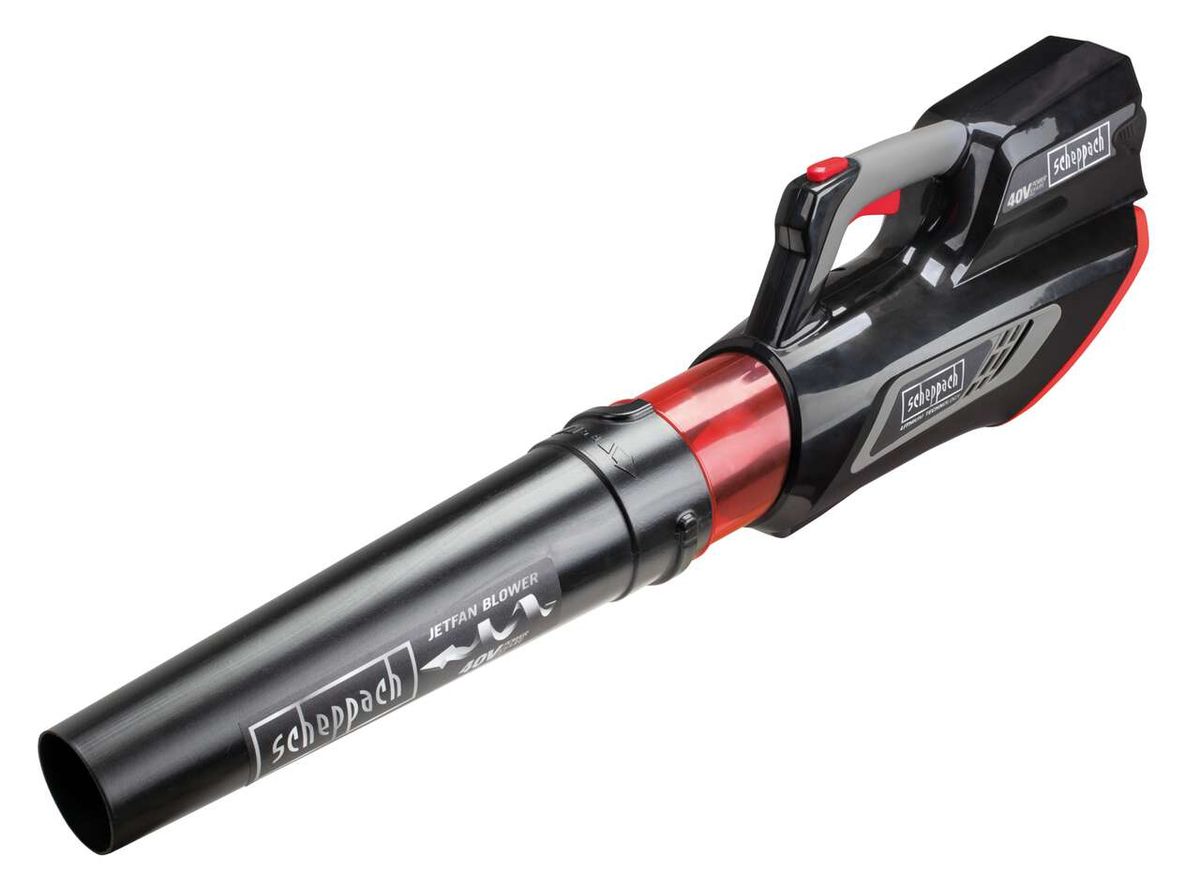Laubbläser BAB150-40Li von Scheppach, ohne Akku und Ladegerät, seitliche Ansicht.