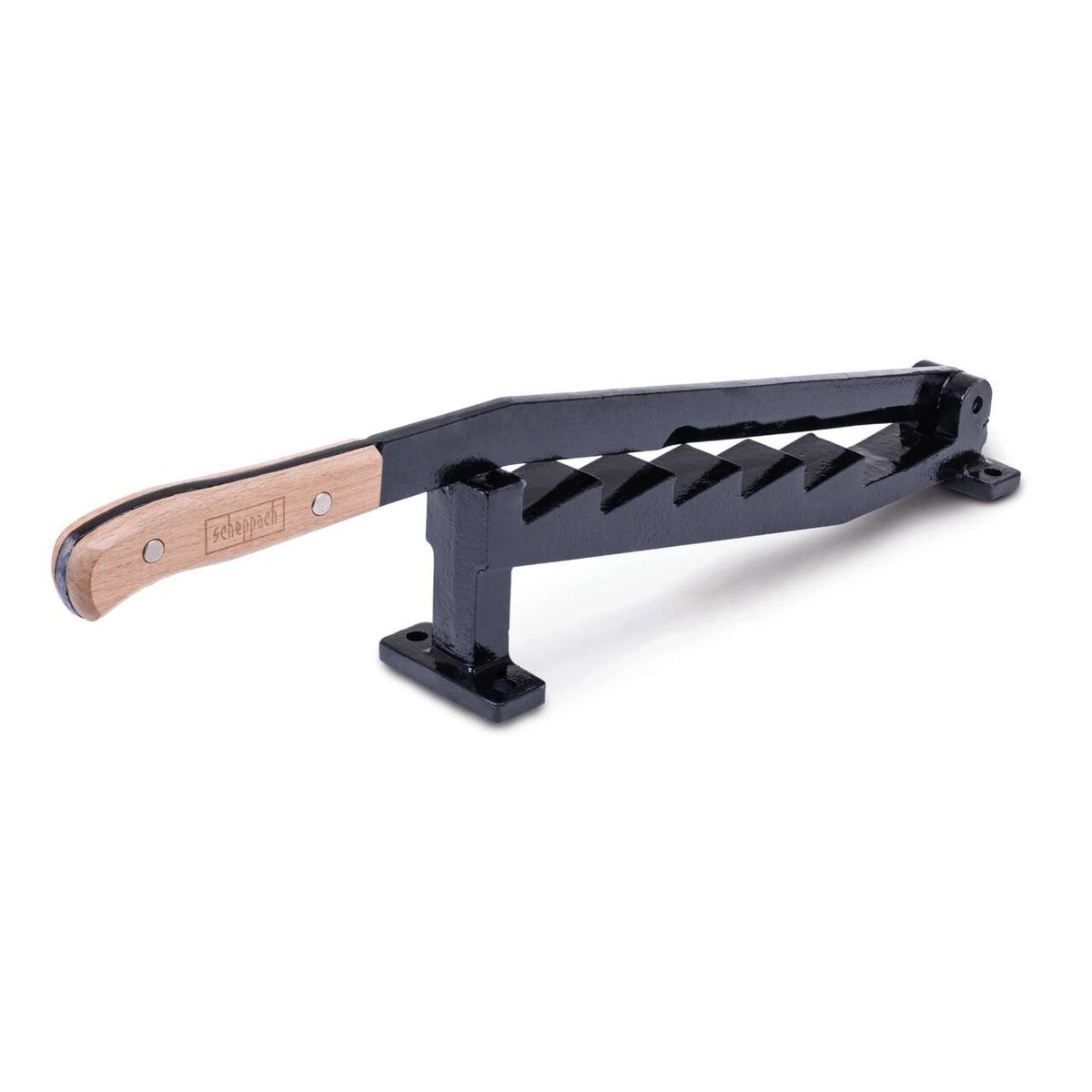Der Scheppach Spanmesser mit 220mm Klingenlänge, 590mm Höhe und 85mm Breite aus Gusseisen. Handholzspalter für effizientes Spalten von Holz.