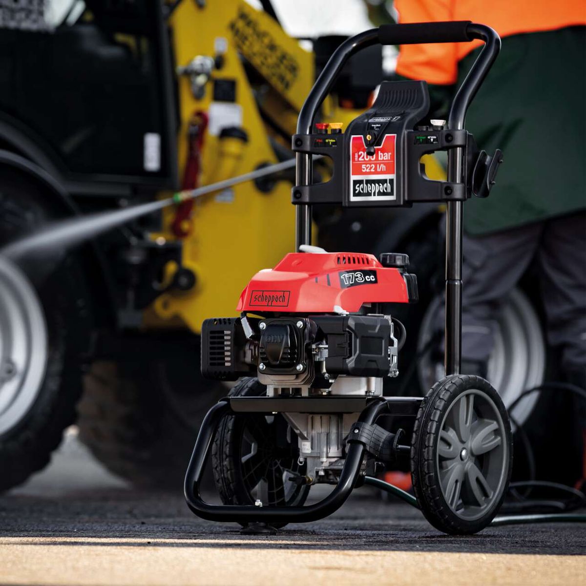 Scheppach Hochdruckreiniger mit 260 bar Druck, 173 cm³ Motor, 5 Düsenaufsätze und 7,5 m Schlauch