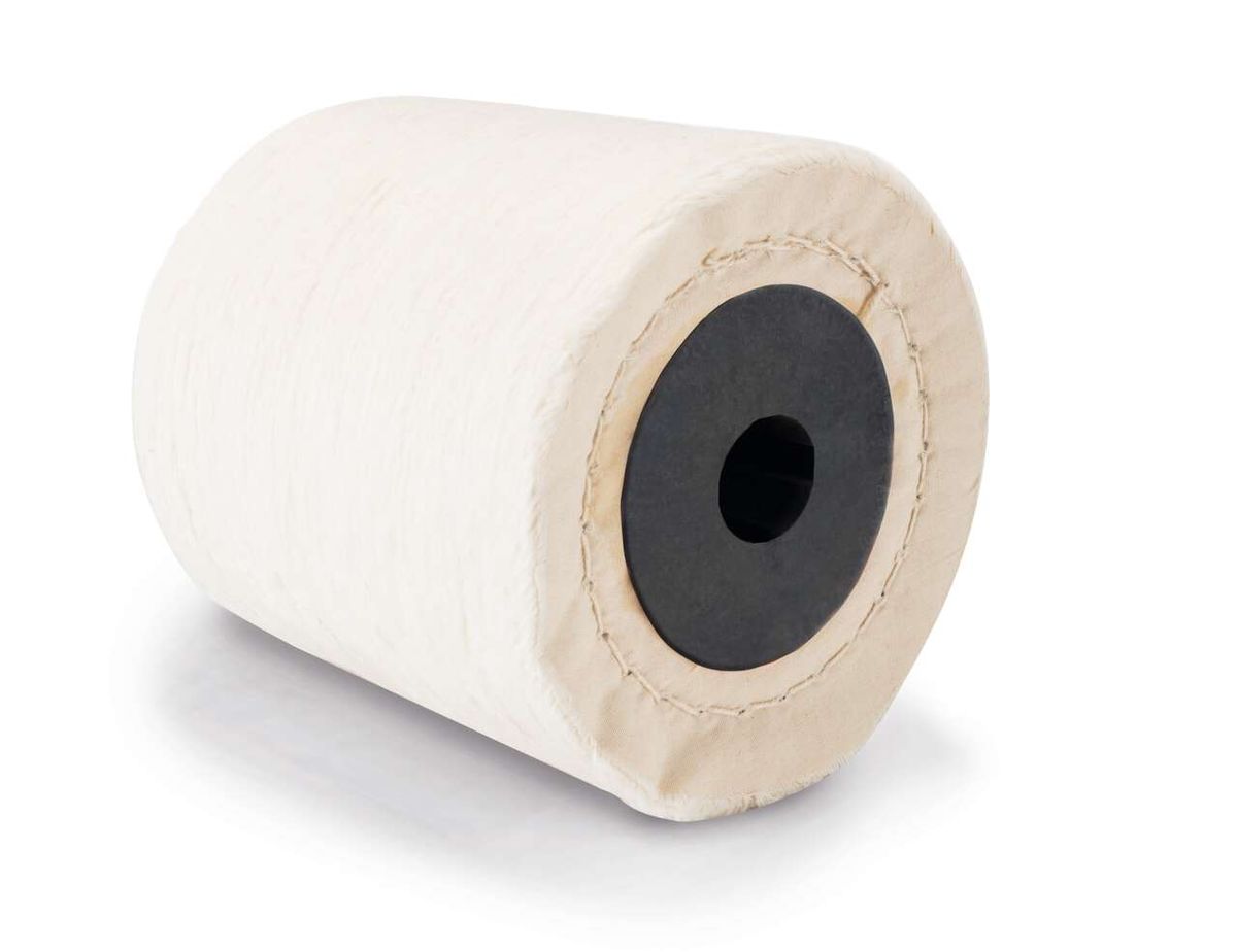 Baumwollbürste Scheppach (DIY), Ansicht von der Seite mit schwarzem Kern.