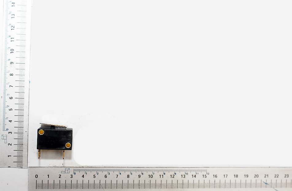 Endschalter (Scheppach) mit zwei Kontakten und goldenen Anschlüssen, Detailansicht