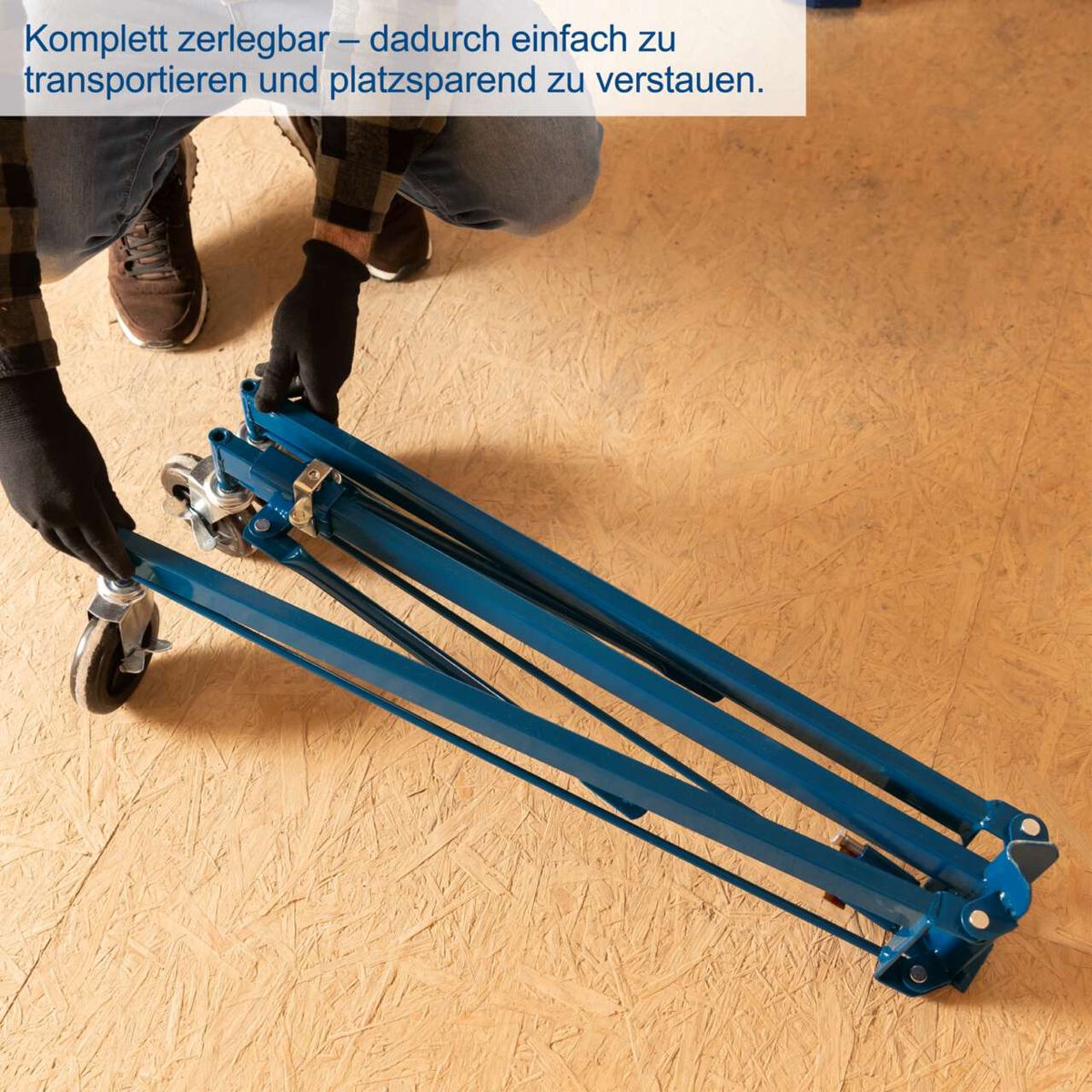 Detaillierte Anleitung für den Transport und Aufbewahrung des Trockenbaulifts mit faltbarem Gestell