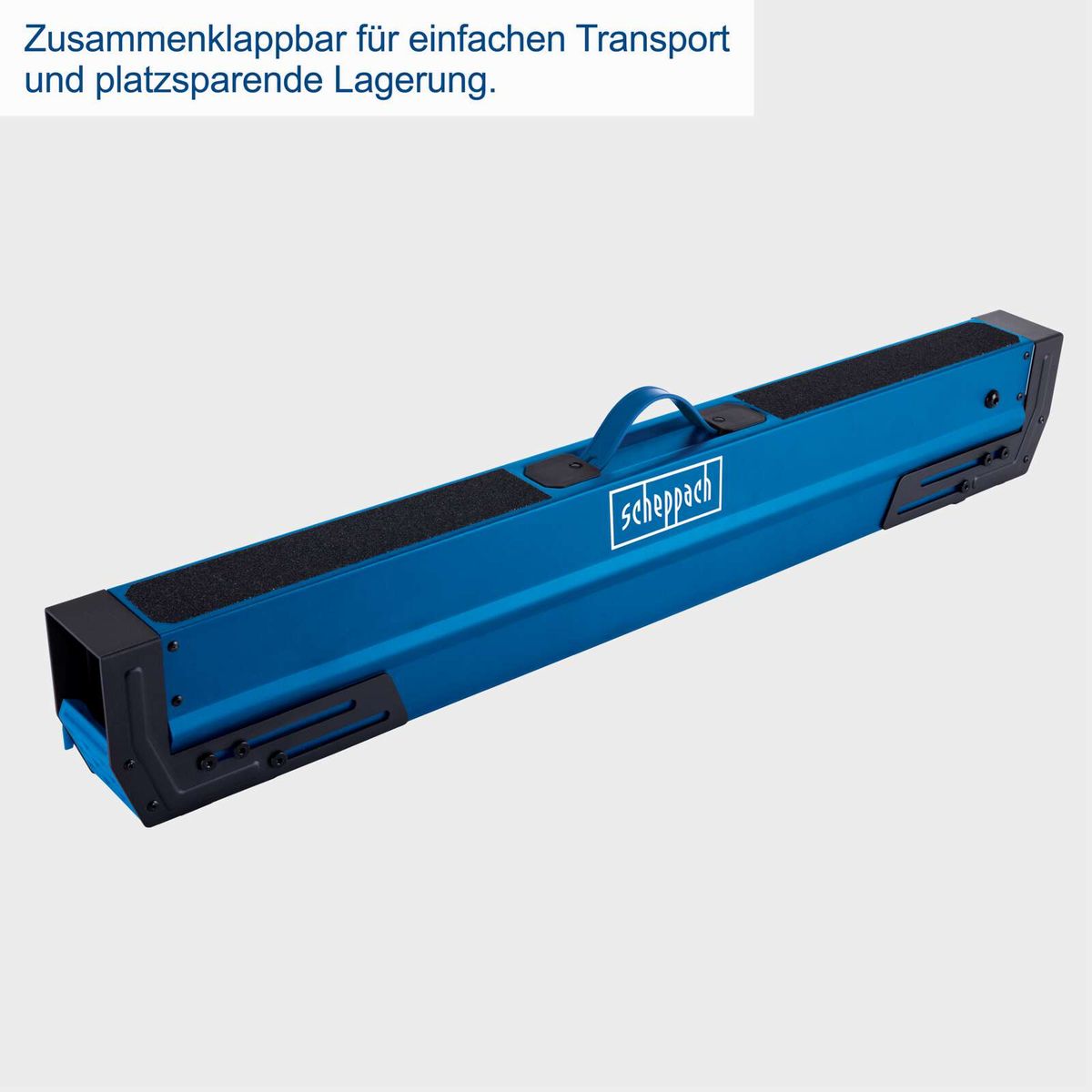 Faltbarer Arbeitsbock mit Transportgriff für platzsparendes Lagern und Transport