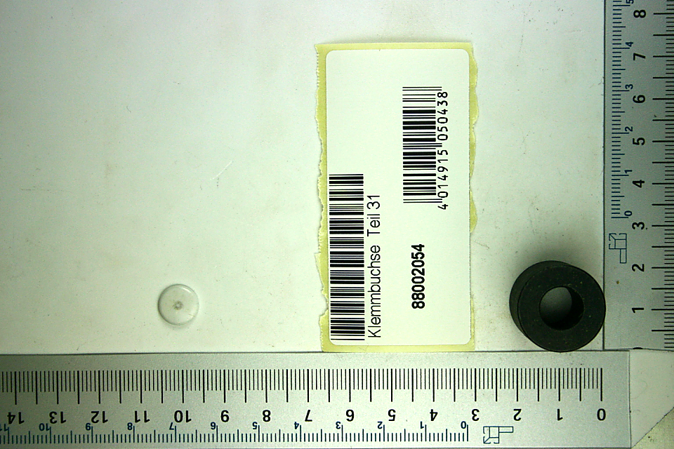 Klemmbuchse Teil 31 mit Beschriftung und Barcode für Scheppach-Produkt (88002054)