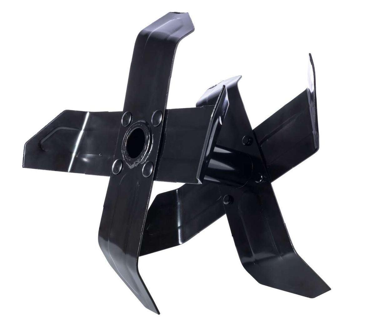 Hackmesser-Set für MTE380, Ansicht von oben. Vier Klingen sind symmetrisch um eine zentrale Befestigung angeordnet.