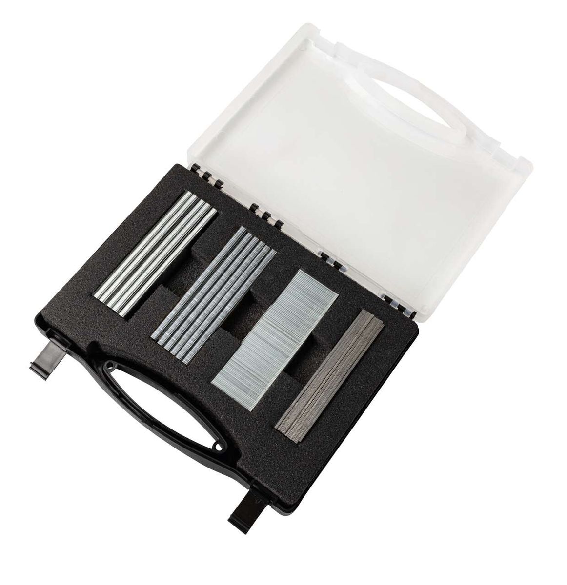 Klammer- und Nagelbeutel für Druckluftwerkzeug mit integriertem Sortierfach