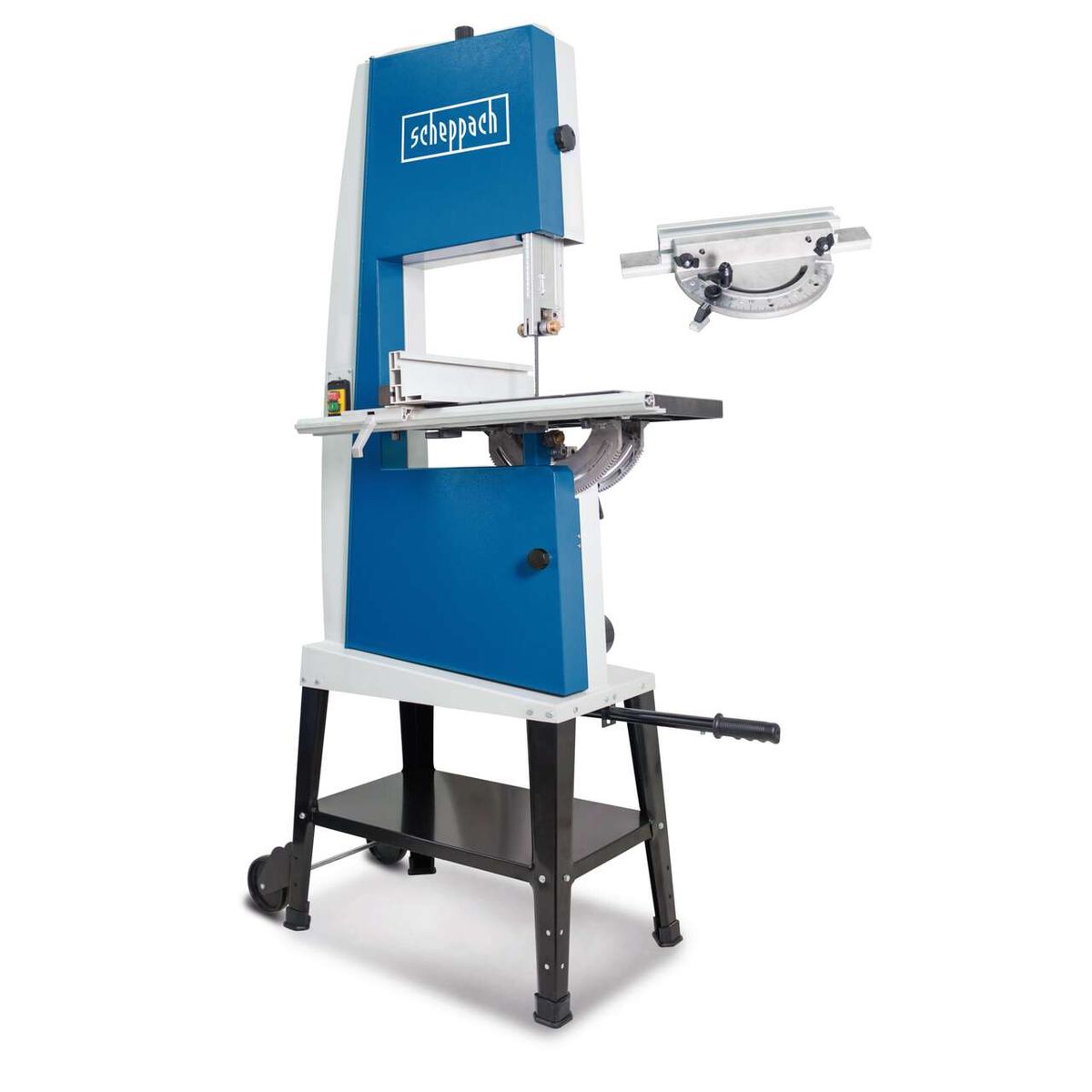 Bandsäge BASA 4 von Scheppach mit abnehmbarer Kreissägeaufsatz. Die Bandsäge hat eine Schnittkapazität von 250mm und eine Leistung von 1500W. Die Bandsäge ist mit einem robusten Standfuß ausgestattet und bietet eine präzise Schnittführung.