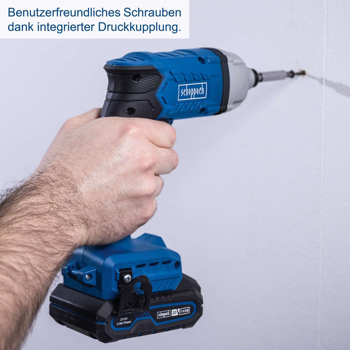 Scheppach Akku-Trockenbauschrauber mit integrierter Druckkupplung für präzises Schrauben