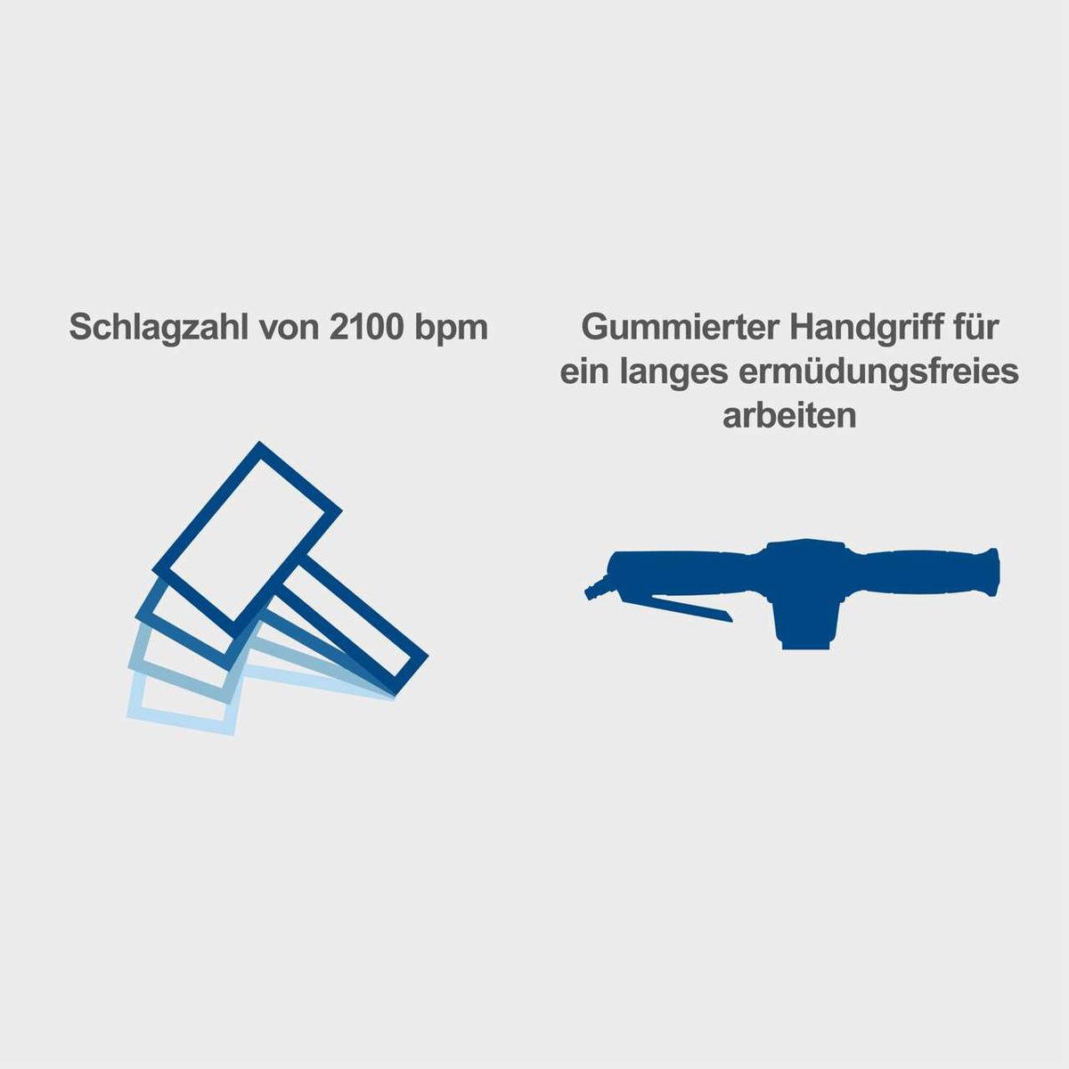 Der Scheppach Druckluftspaten Aero² hat eine Schlagzahl von 2100 bpm und einen gummierten Handgriff für ermüdungsfreies Arbeiten.