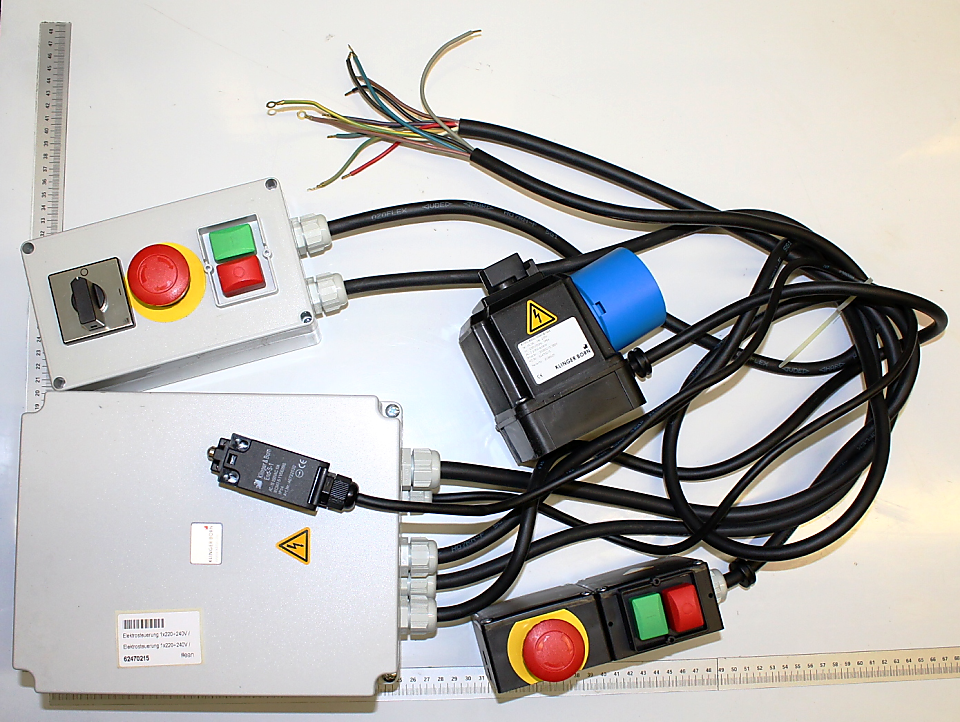 Elektrosteuerung mit Schaltknöpfen, Motorsteuerung und Kabelverbindung für Scheppach