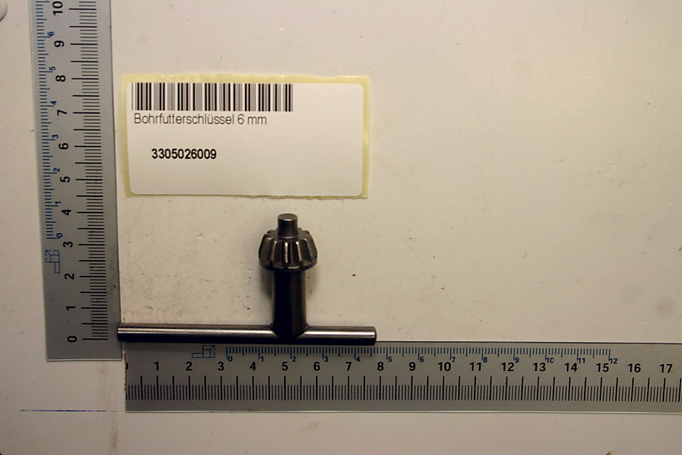 Bohrfutterschlüssel 6,4 mm von Scheppach, gezeigt von vorne auf weißem Hintergrund.