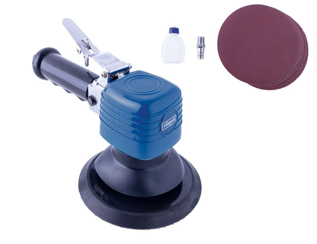 Scheppach-Druckluftschleiferset mit Schleifscheibe, Düse und Reinigungsspray