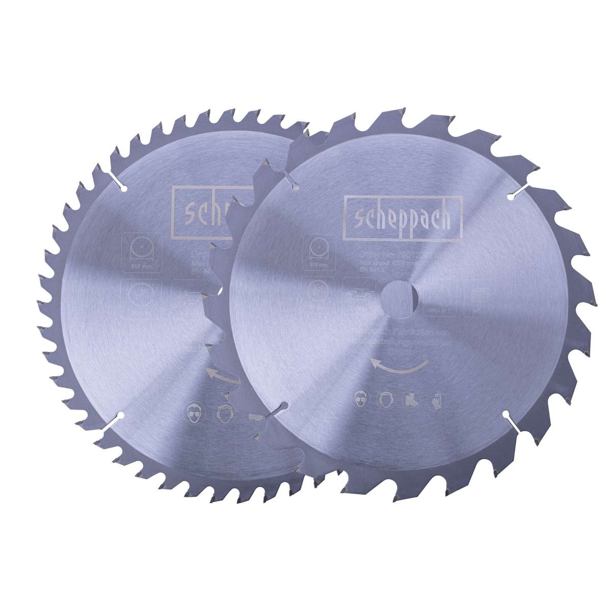 Scheppach-Kreissägeblatt mit 24/48 Zähnen, Ø 315 mm, mit Kennzeichnung und Drehrichtung
