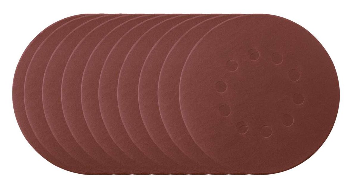 Runder Schleifpapier-Set mit 10 Stück, Durchmesser 215 mm, Körnung 240. Gezeigt von oben.
